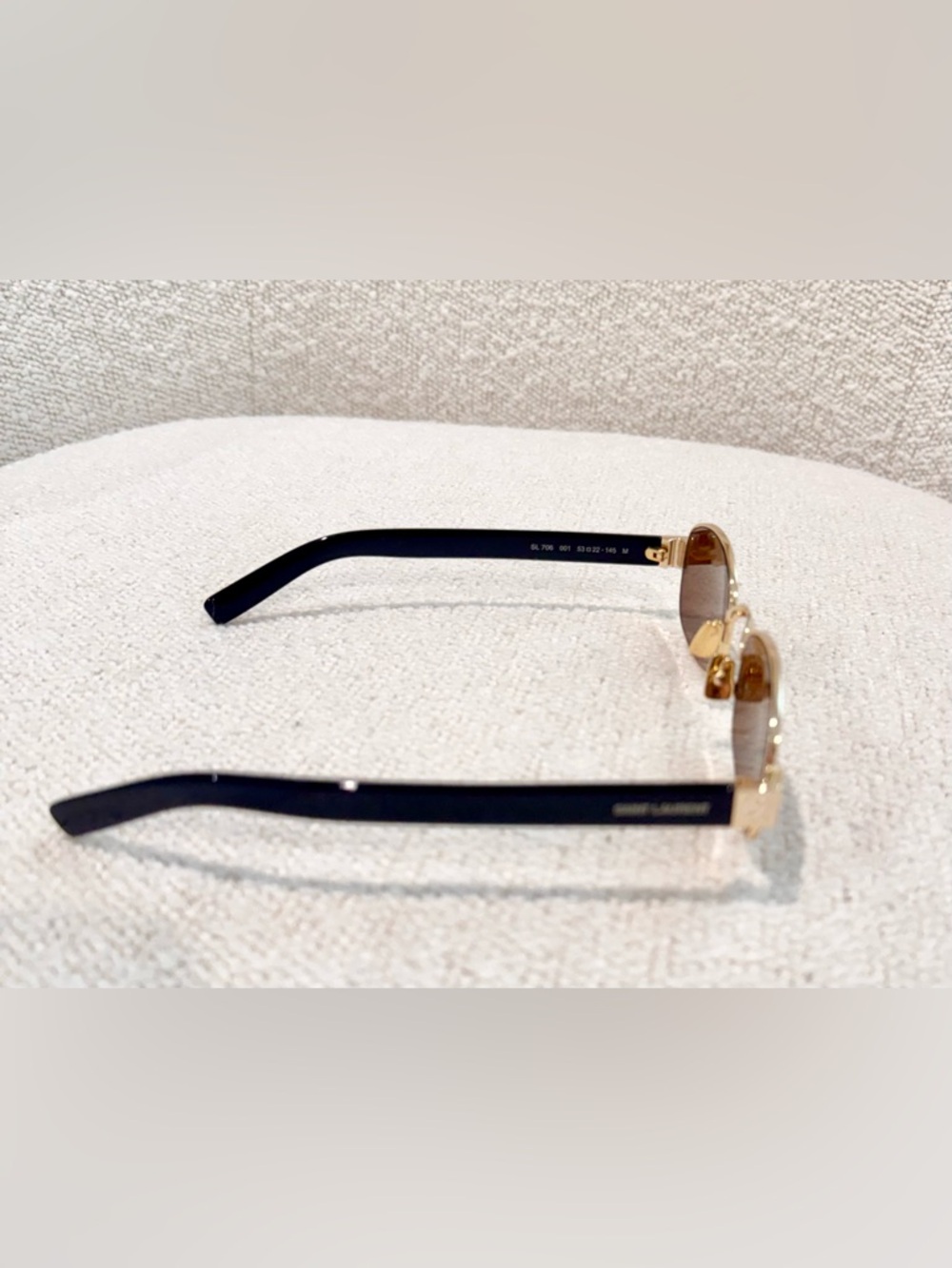Yves Saint Laurent Gold Frame Sunglasses with Brown Lenses and Black Temples - Picture 4 of 12